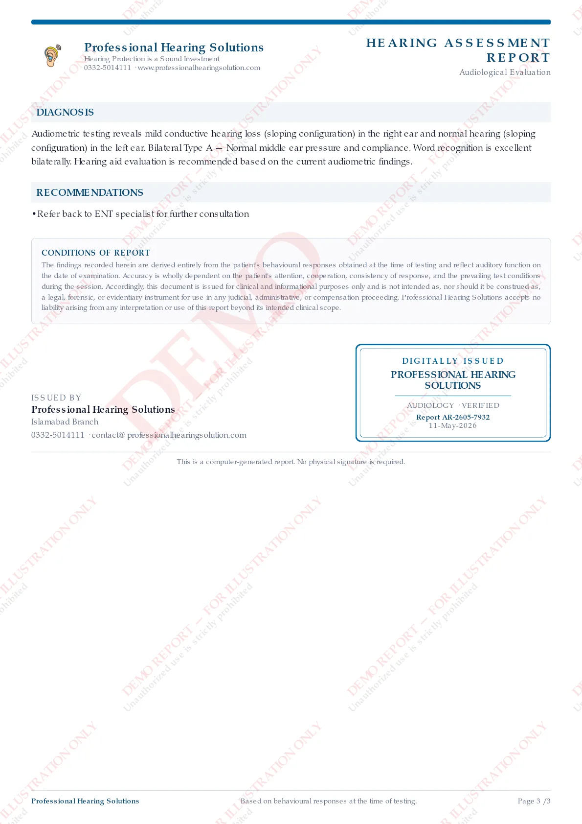 Sample hearing report — page 3